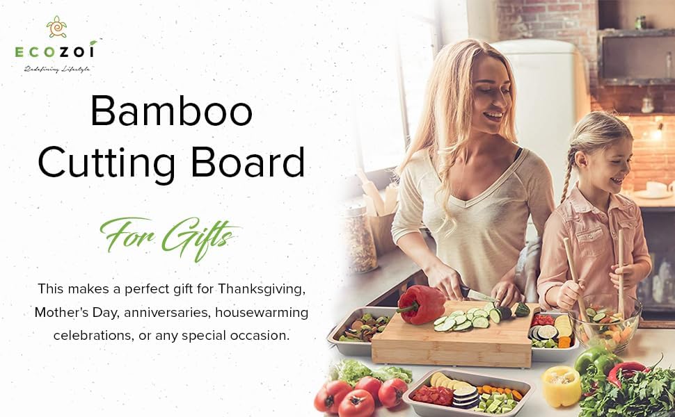 Bamboo Cutting Board with 2 Slide Out Drawers
