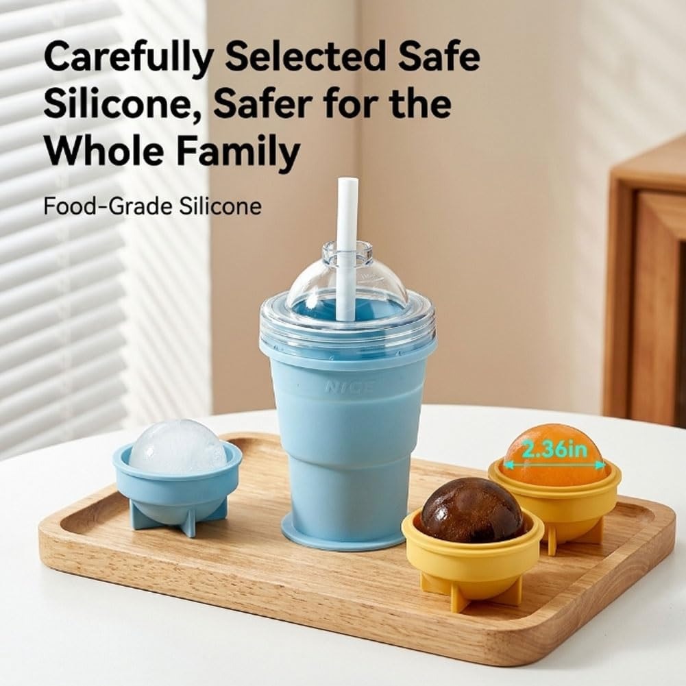 2-in-1 Collapsible Silicone Ice Ball Maker Cup
