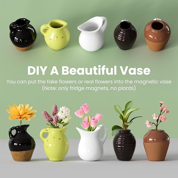 🌸Cute Plant Ceramic Vase Fridge Magnets