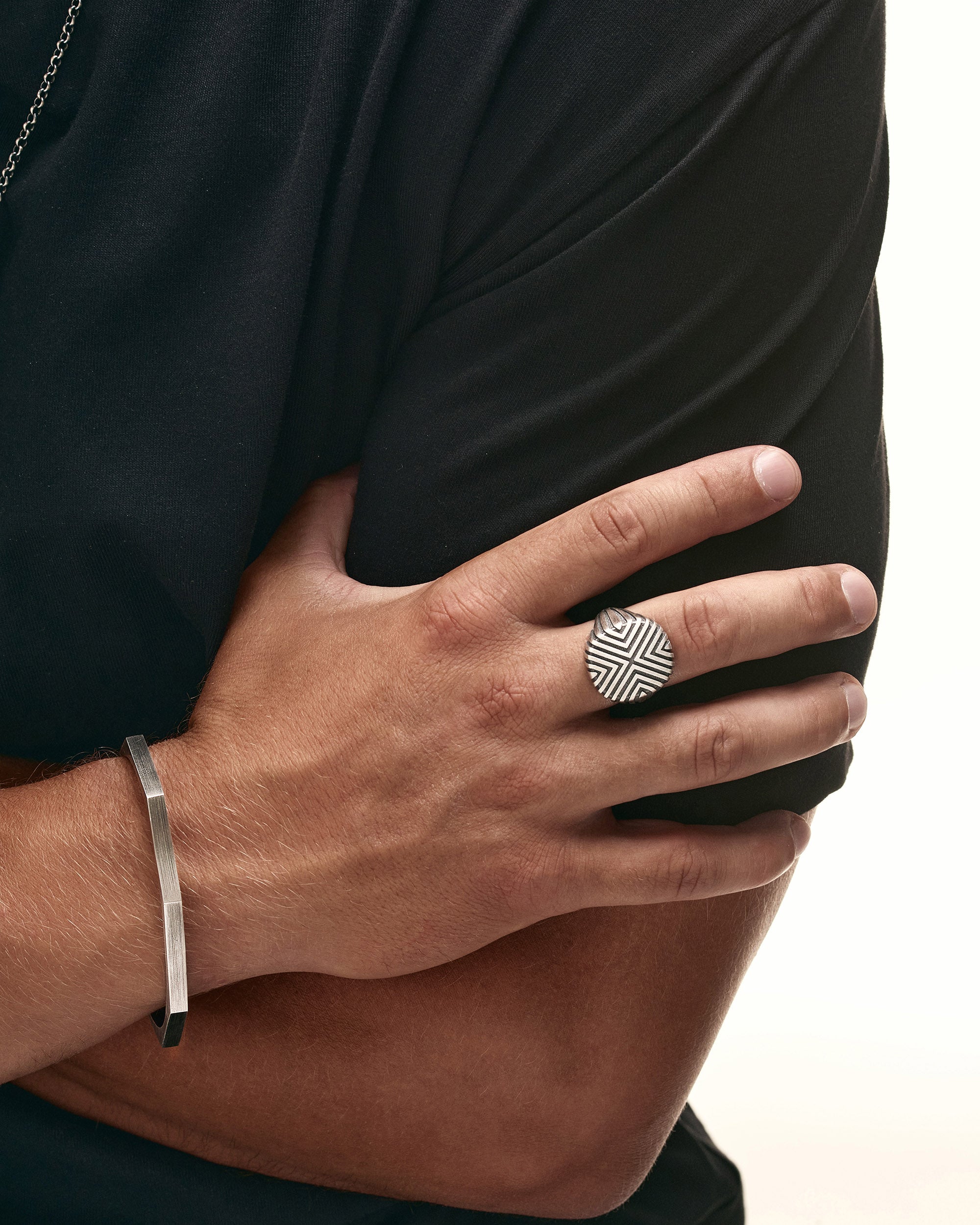 Stainless Steel Hexagon Cuff Bangle