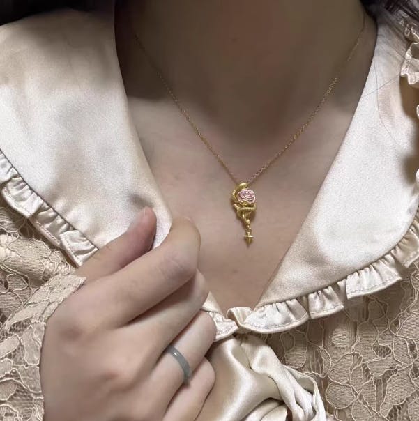 Enchanted Serpent Rose Necklace