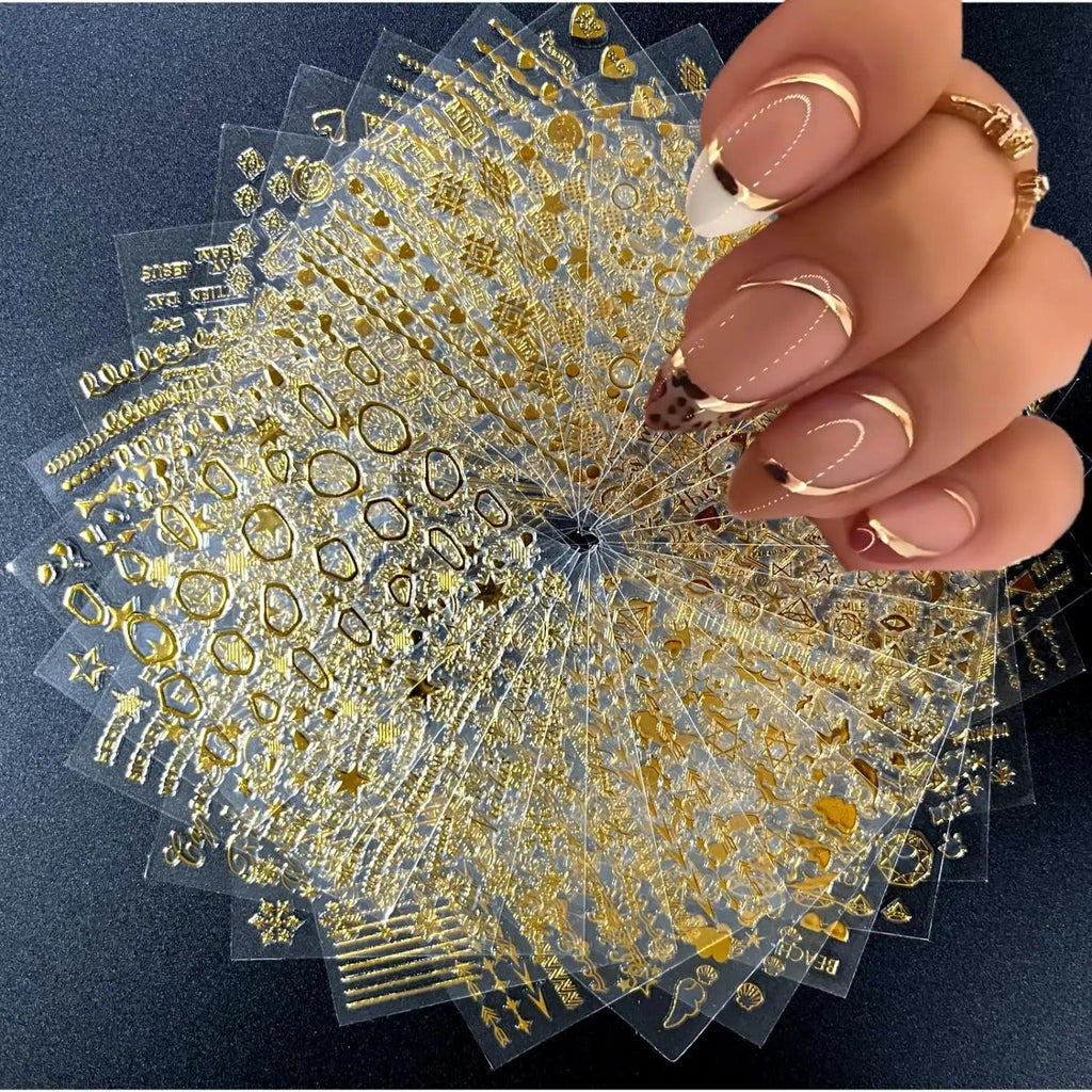 30PCS  Nail Stickers, 3D Self-Adhesive Nail Decals