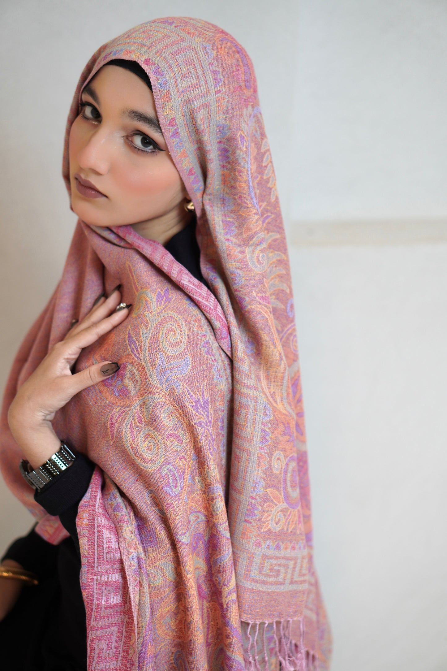 Traditional Embroidered Pashmina Hijab 🌸