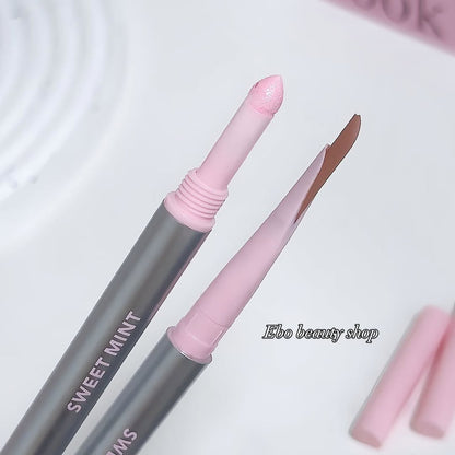 2-IN-1  Double-head Gel Blade Eyeliner Pencil Wit Silkworm Pen