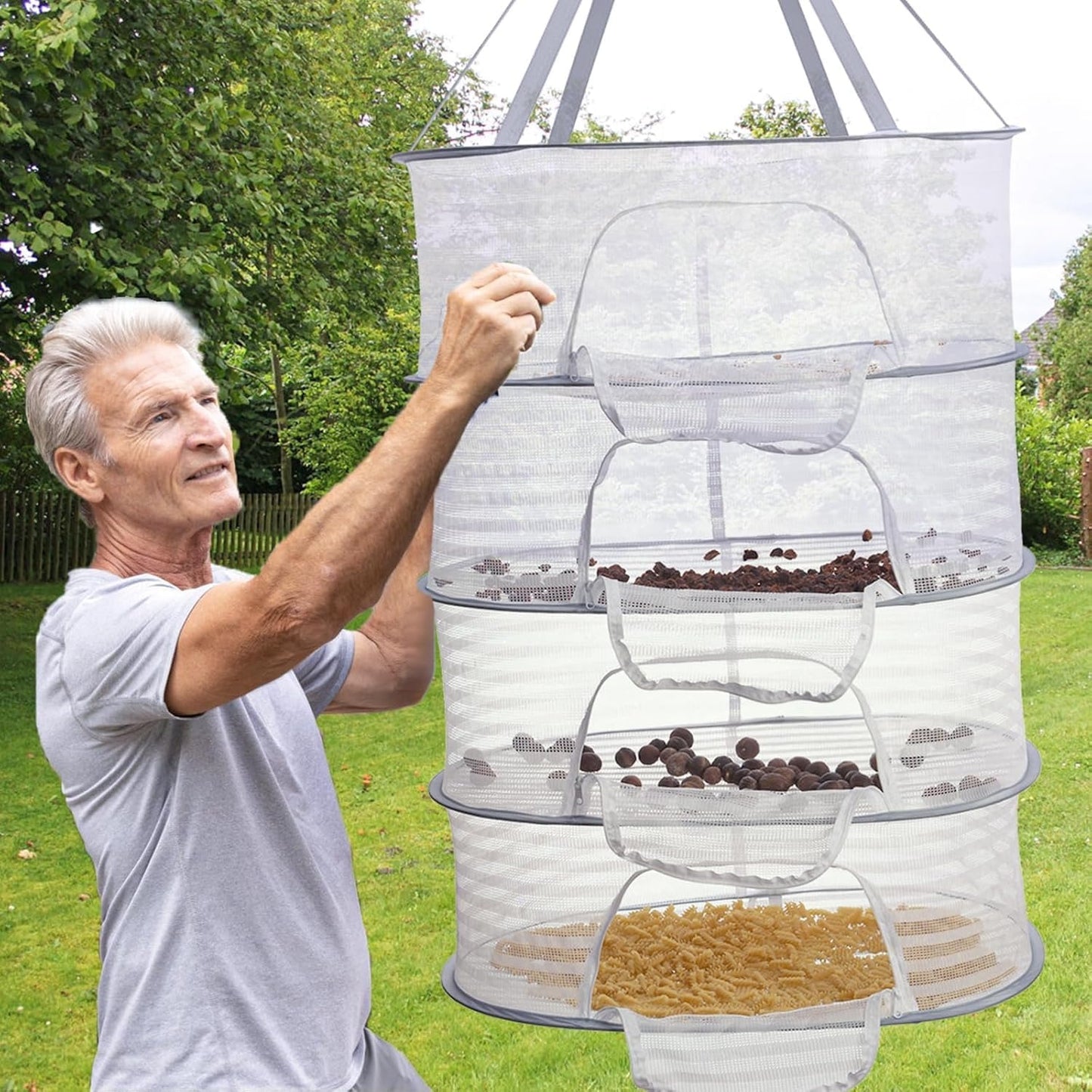 Collapsible Herb Drying Net Dryer Mesh Rack with Zipper