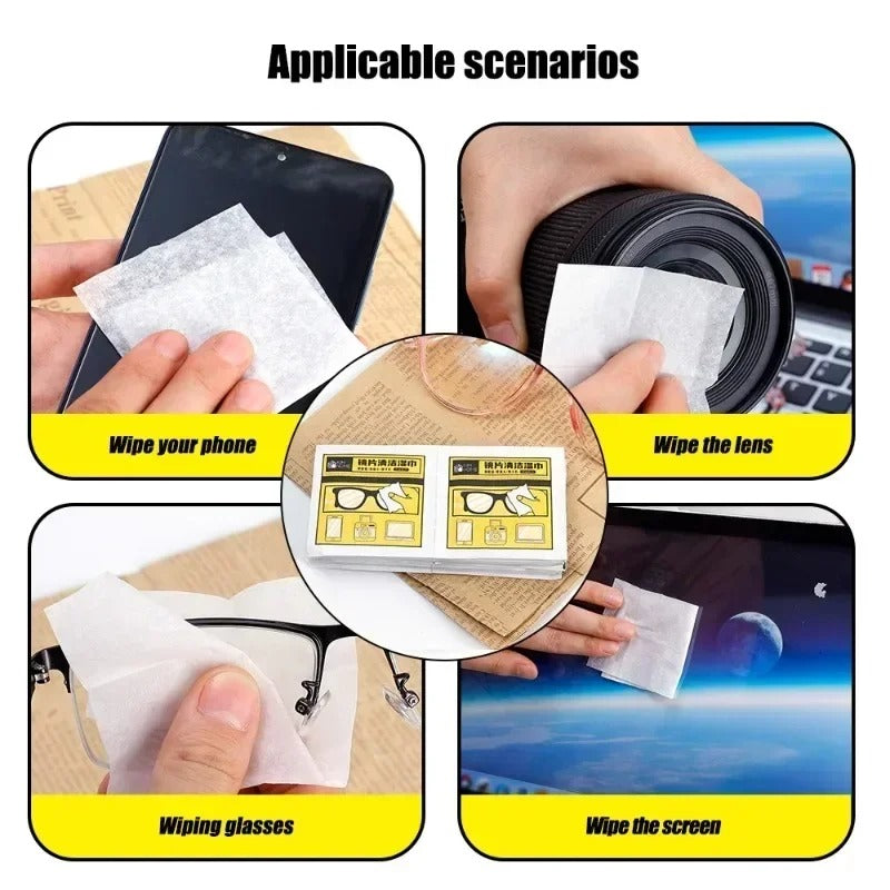 20 PCS Glasses Cleaner Wet Wipe Disposable Anti Fog