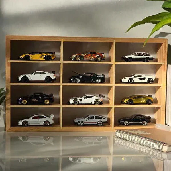 Wooden Light Up Hot Wheels Organizer With Cars