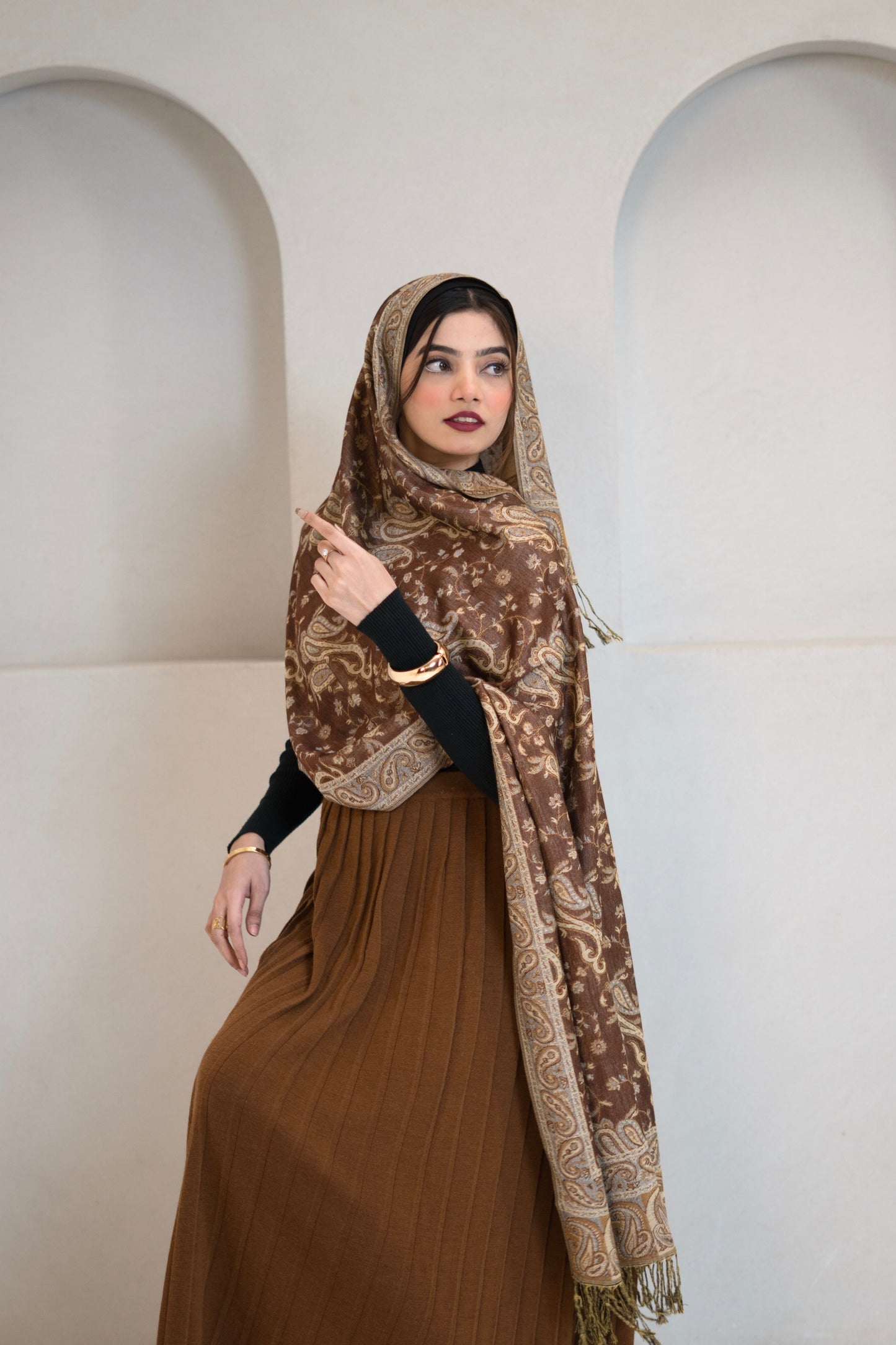 Traditional Embroidered Pashmina Hijab 🌸