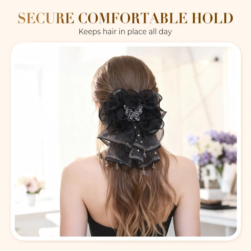 Ruffled Butterfly Hair Claw Clip