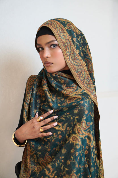 Traditional Embroidered Pashmina Hijab 🌸