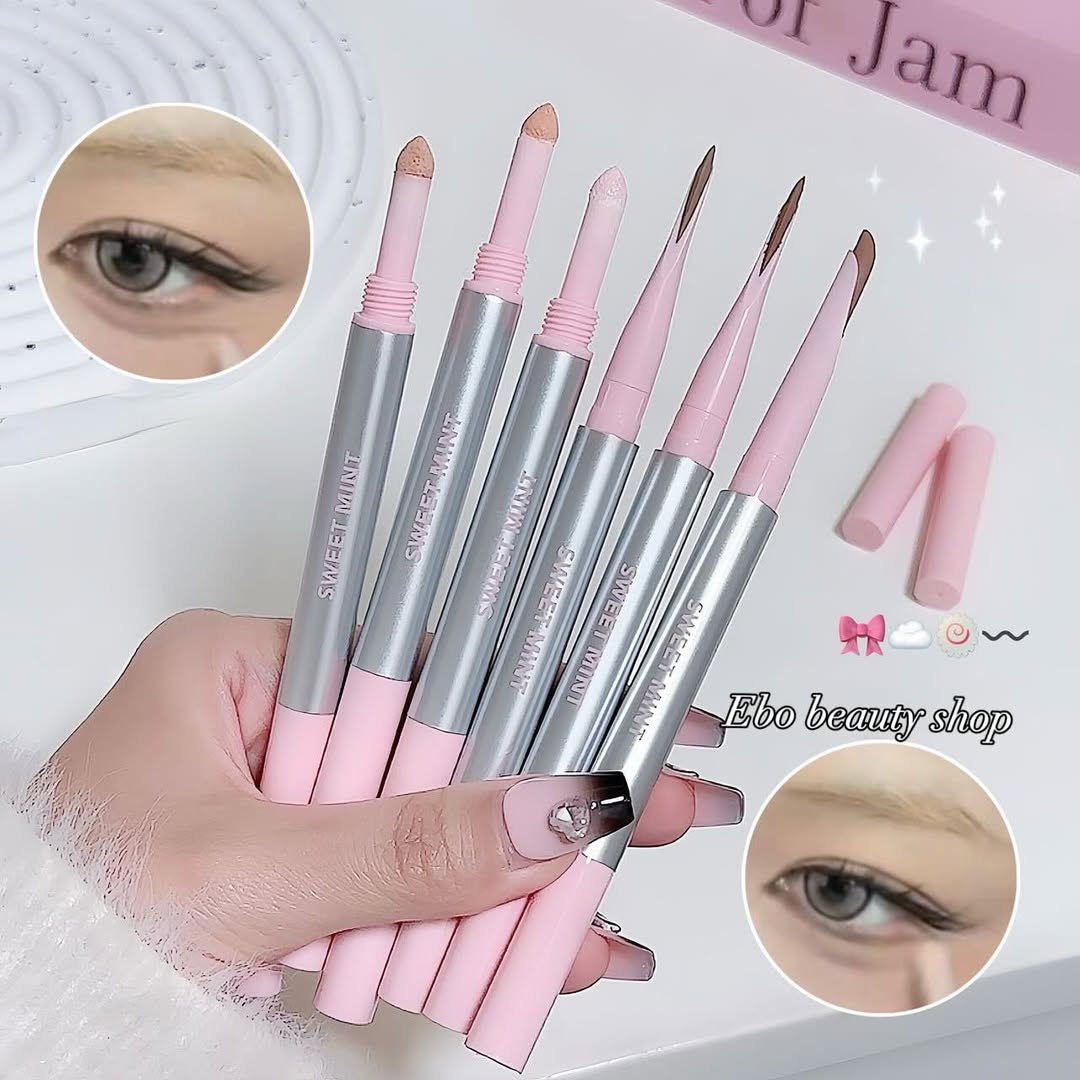2-IN-1  Double-head Gel Blade Eyeliner Pencil Wit Silkworm Pen