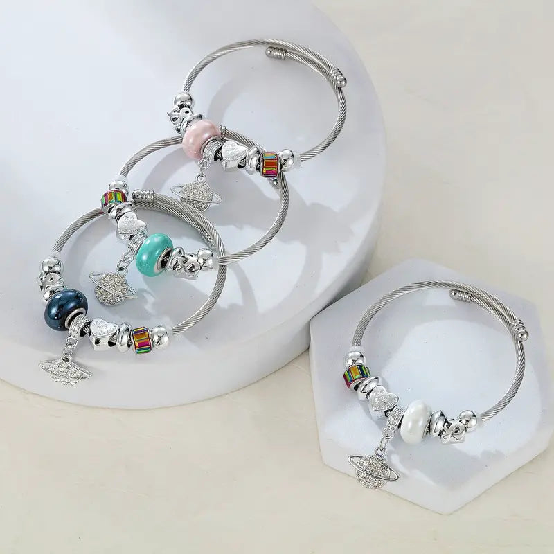 Silver Pink Bracelet For Girls 🌸