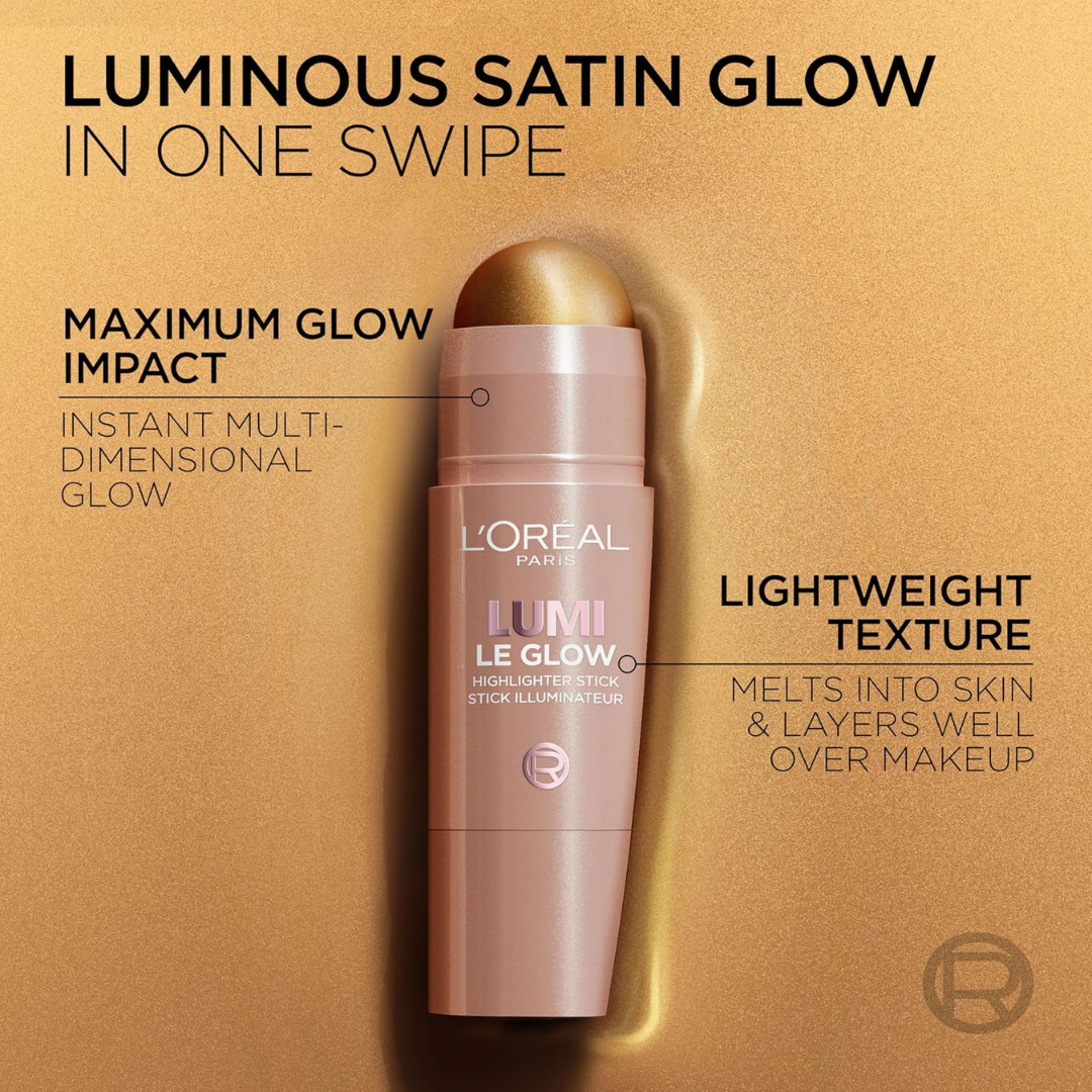L'Oréal Lumi Le Glass Highlighter Stick | Dual-Finish Glass & Satin Glow | For Face & Body