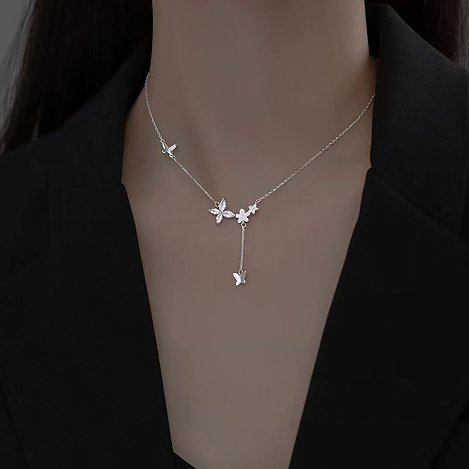 Crystal Butterfly Necklace & Butterfly Bracelet
