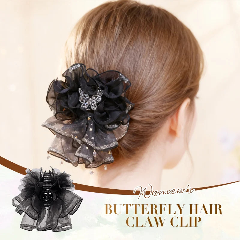 Ruffled Butterfly Hair Claw Clip
