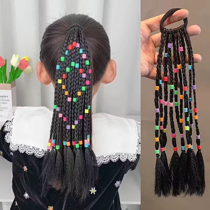 Ponytail Hair Extension with Colorful Beads