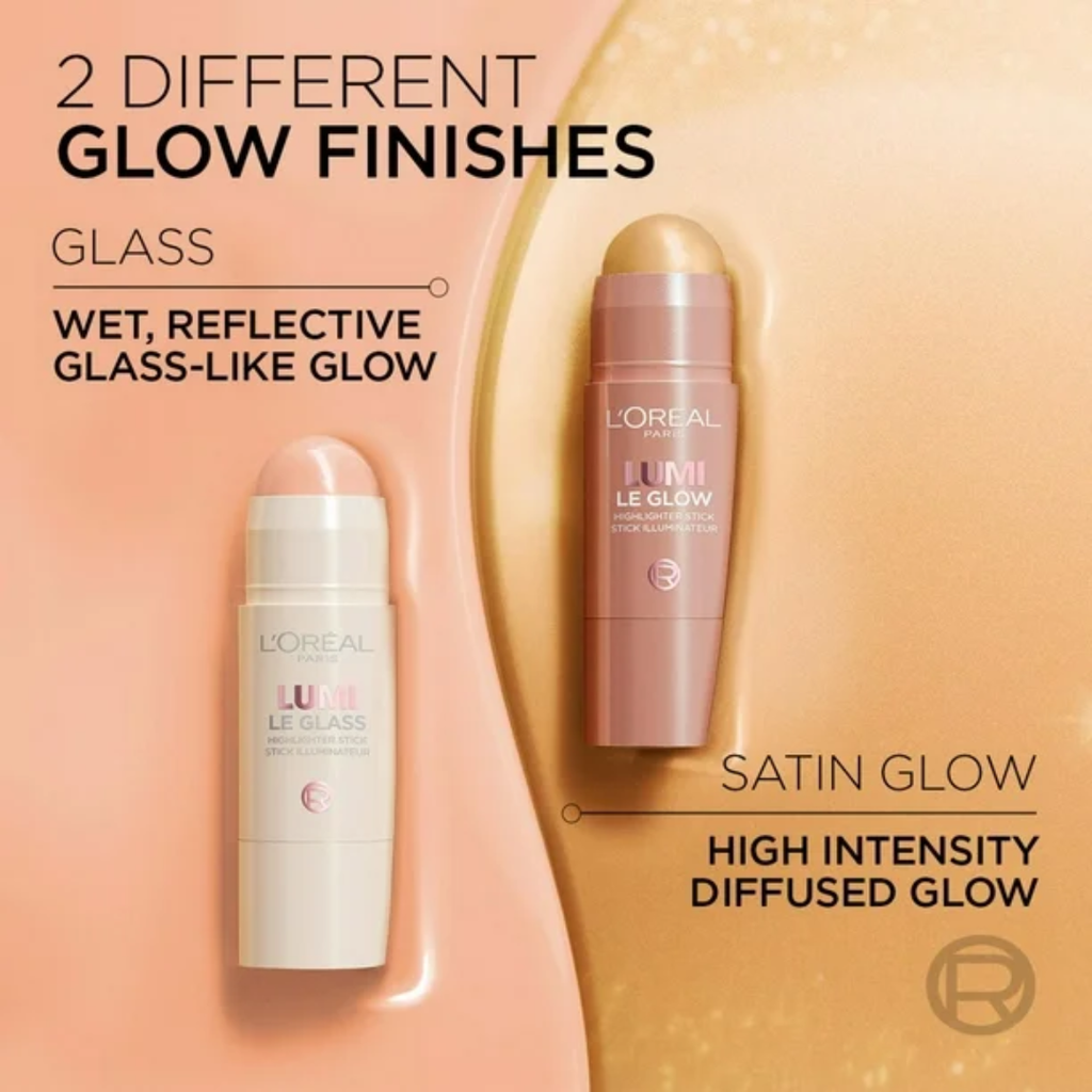 L'Oréal Lumi Le Glass Highlighter Stick | Dual-Finish Glass & Satin Glow | For Face & Body