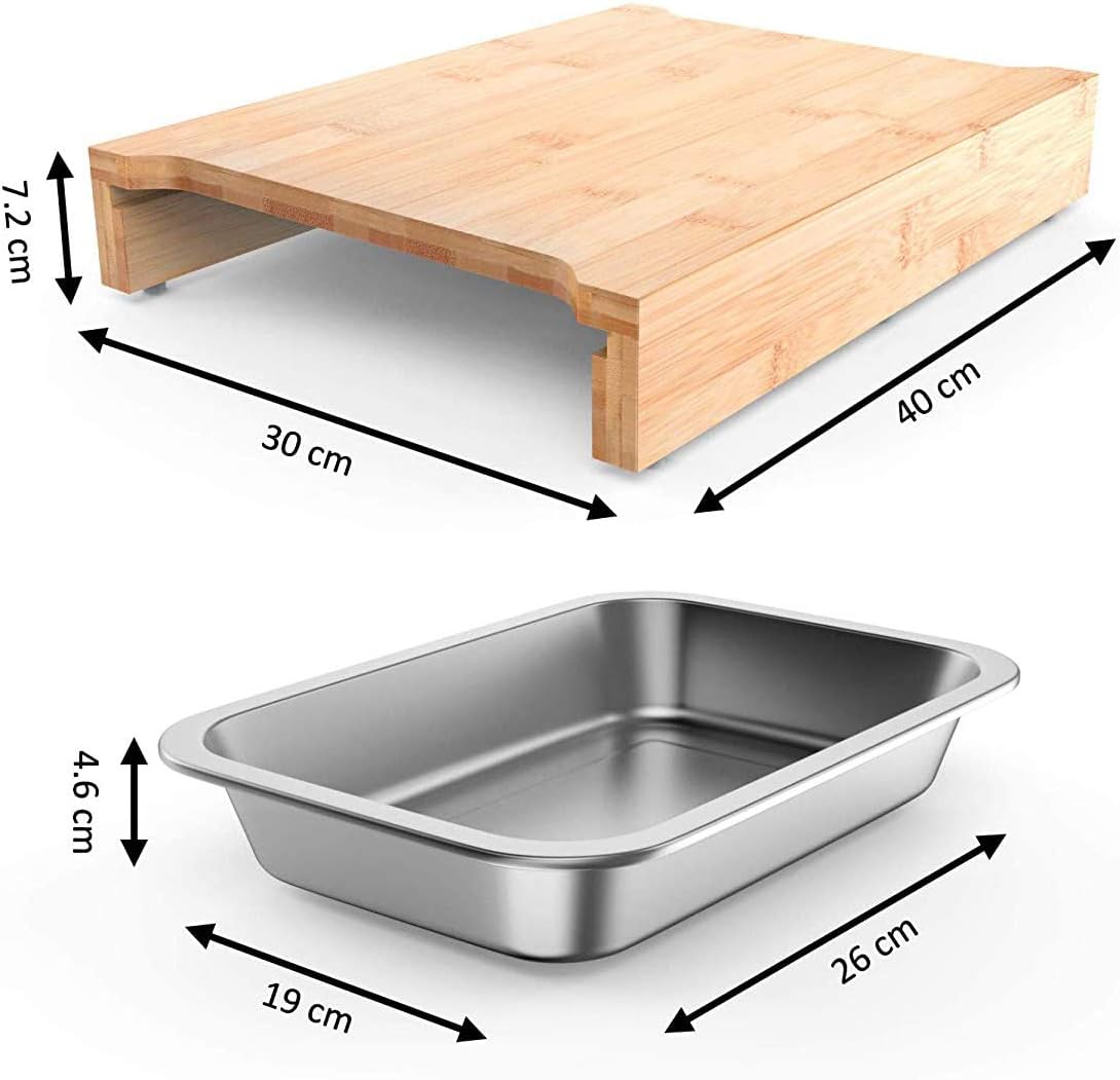 Bamboo Cutting Board with 2 Slide Out Drawers