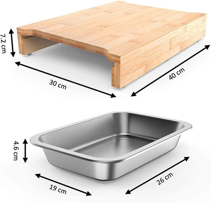 Bamboo Cutting Board with 2 Slide Out Drawers
