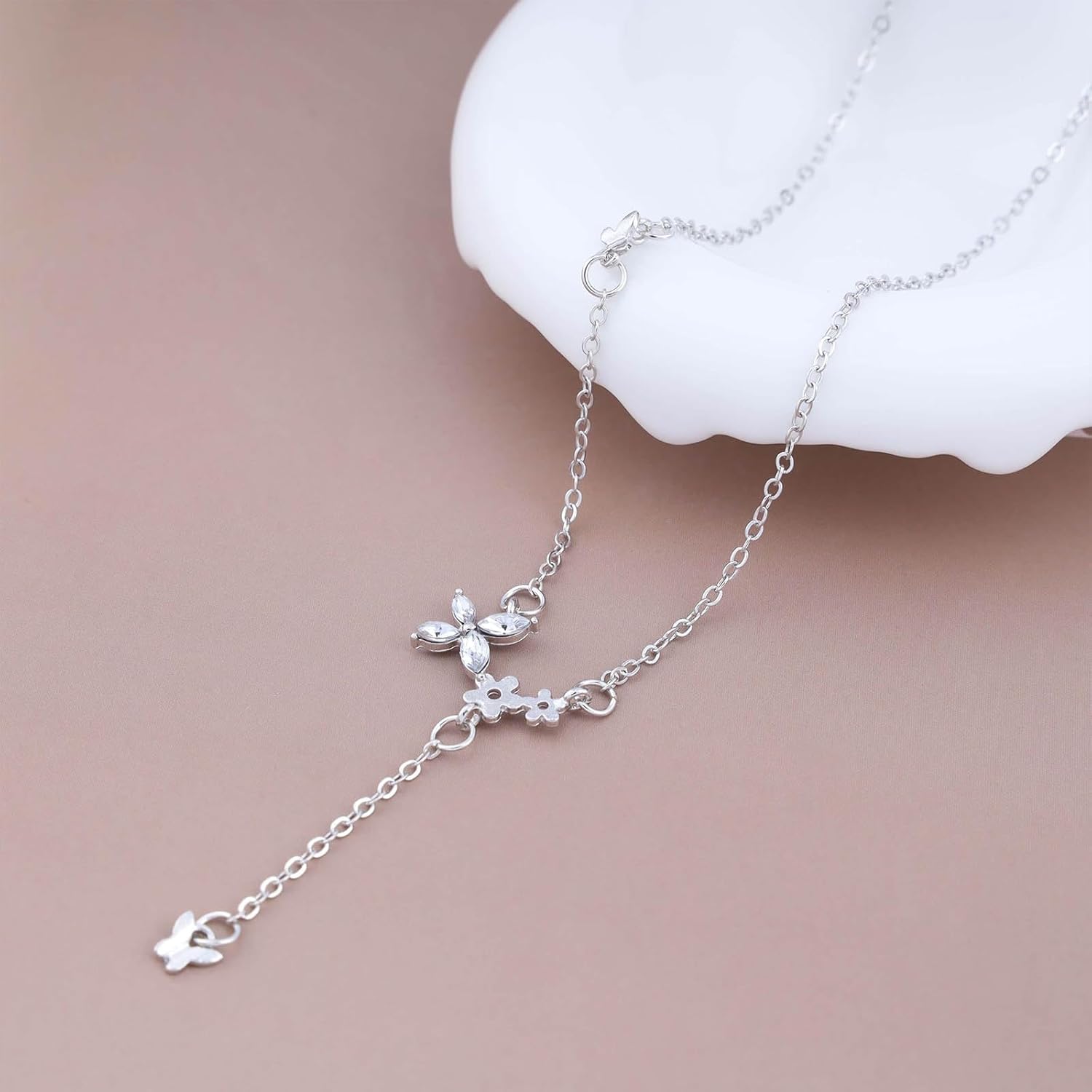 Crystal Butterfly Necklace & Butterfly Bracelet