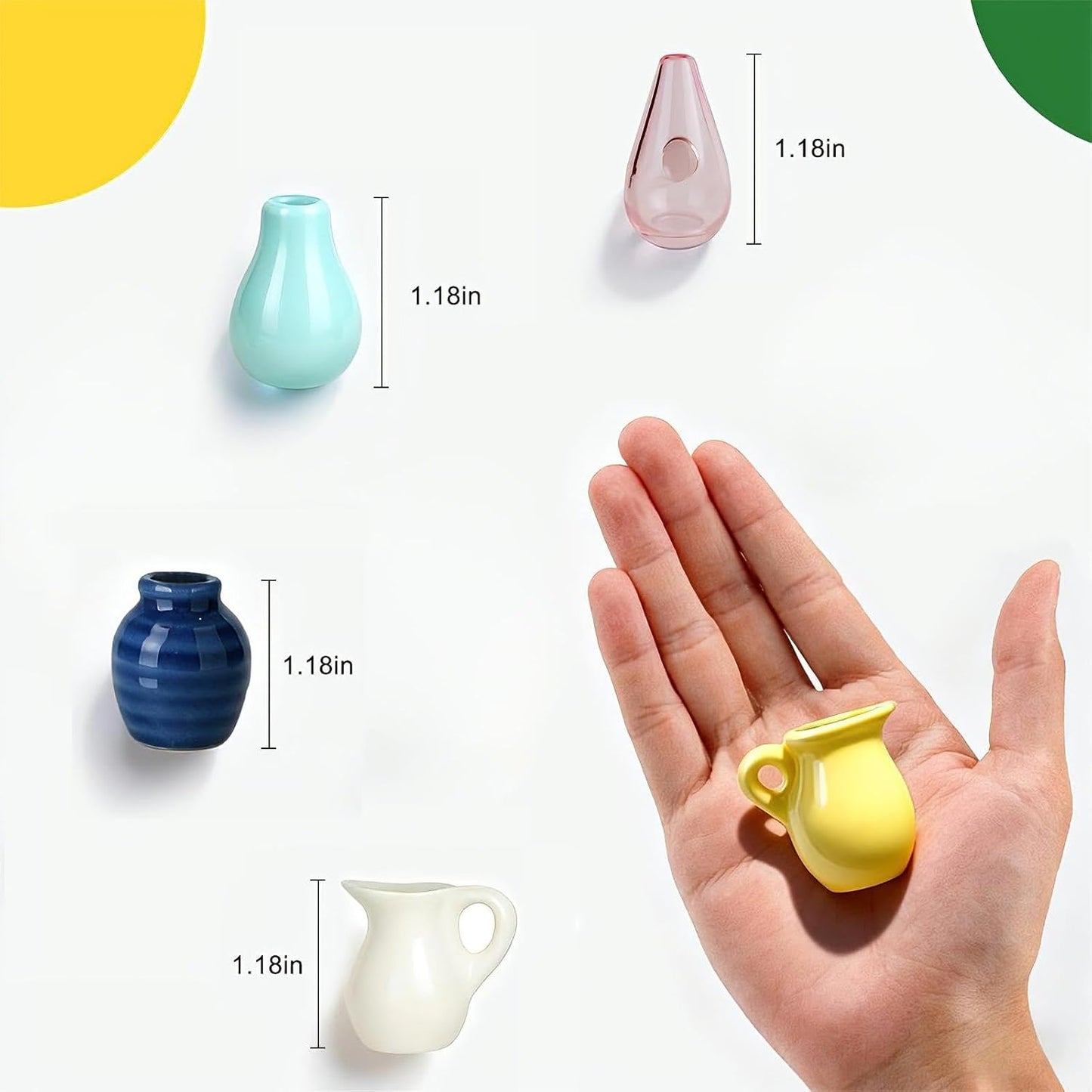 Refrigerator Magnets - Cute Mini Ceramic Vase Fridge Magnets with Artificial Flowers