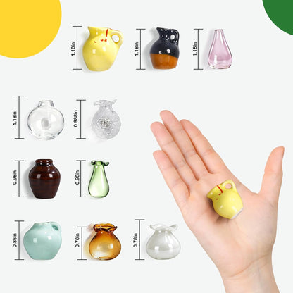 Refrigerator Magnets - Cute Mini Ceramic Vase Fridge Magnets with Artificial Flowers
