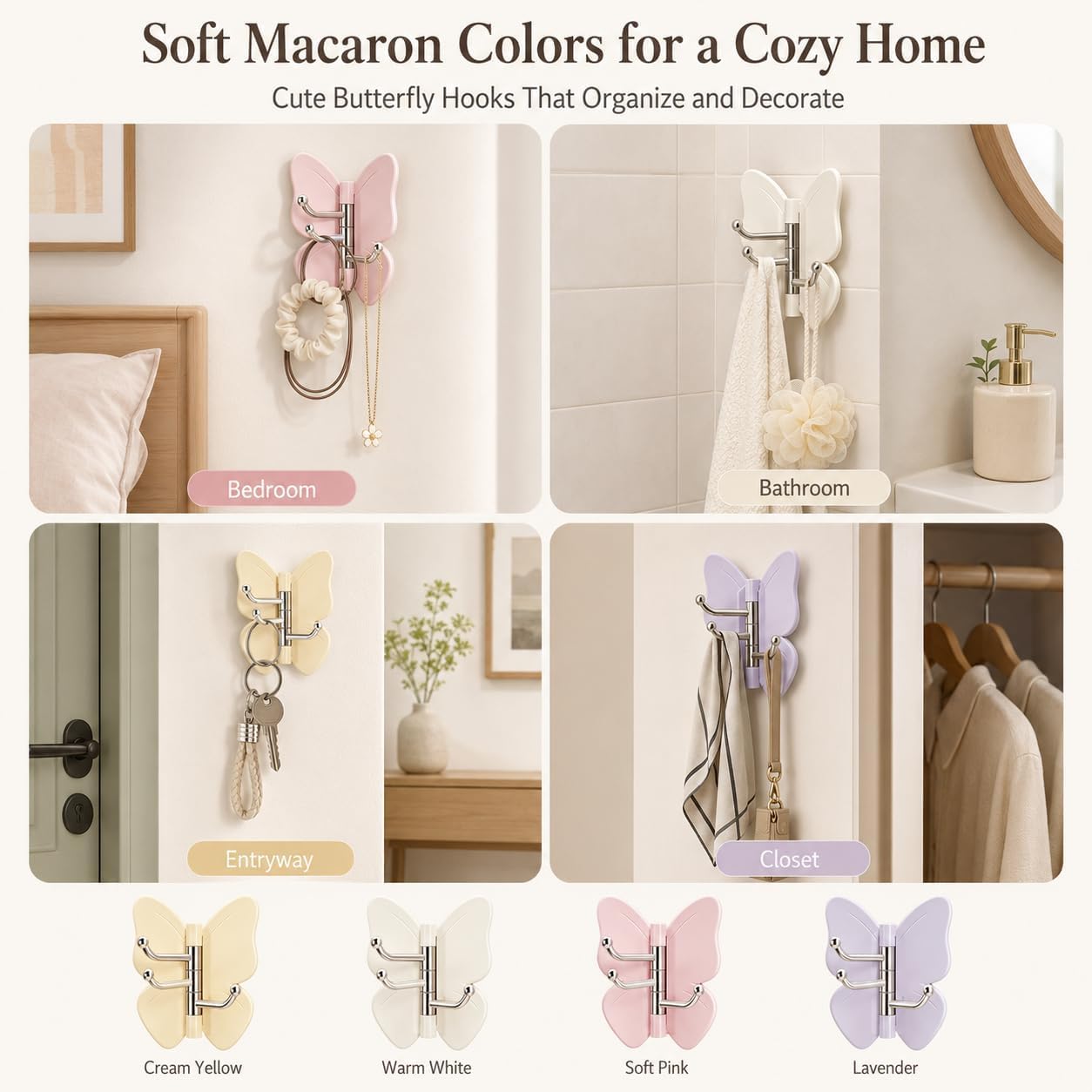 3-In-1 Rotatable Butterfly Wall Hook