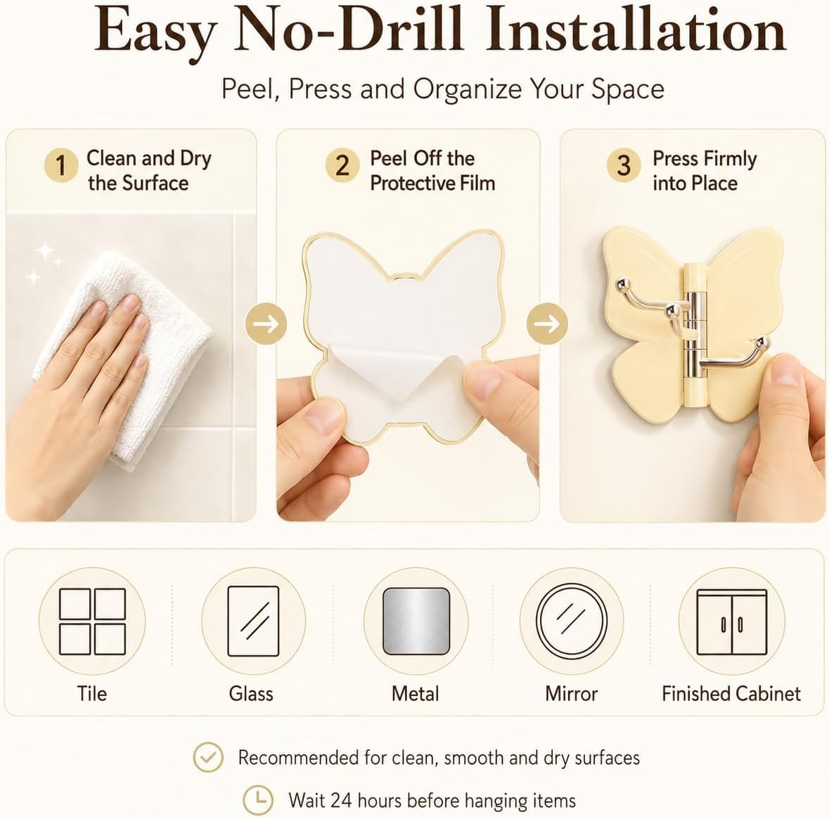 3-In-1 Rotatable Butterfly Wall Hook