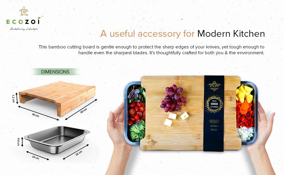 Bamboo Cutting Board with 2 Slide Out Drawers