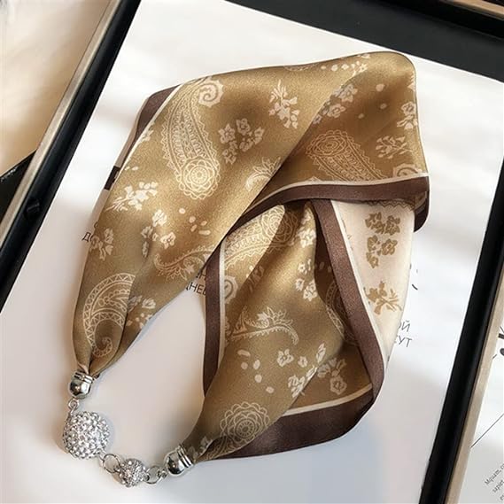 Magnetic button silk scarf