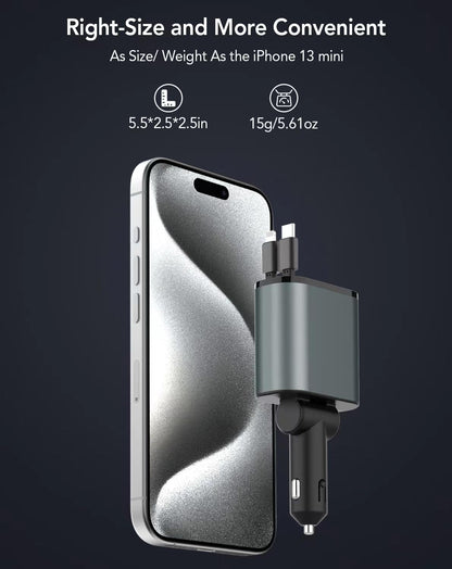 Compro™ 4-In-1 Retractable Car Charger + Free 3-In-1 Cable (11.11 Exclusive)
