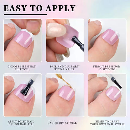 💖 Reusable Peach French Toenails (24 pcs)