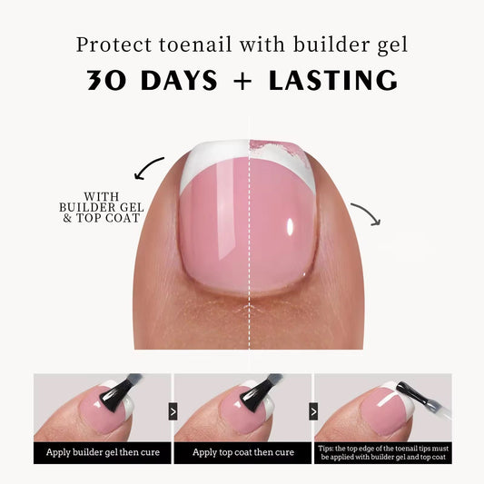 💖 Reusable Peach French Toenails (24 pcs)