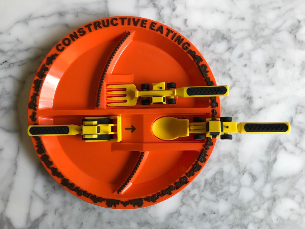 Constructive Eating Plate and Utensils Set