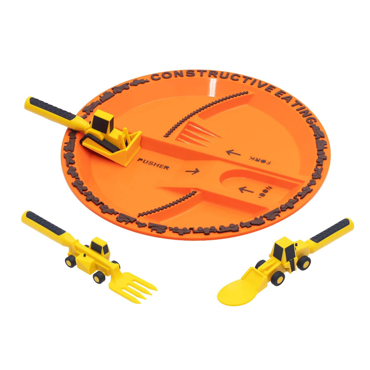 Constructive Eating Plate and Utensils Set
