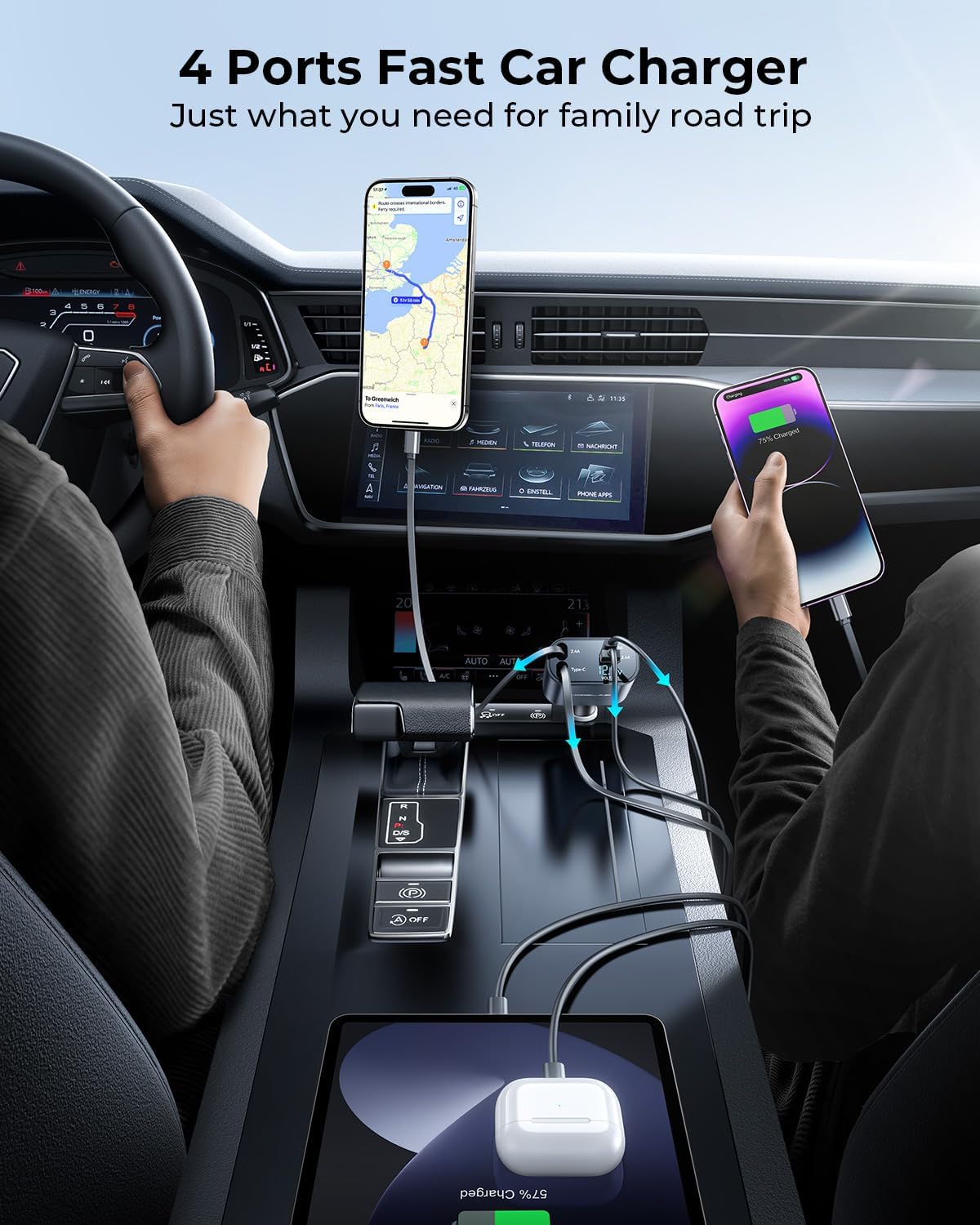 Compro™ 4-In-1 Retractable Car Charger + Free 3-In-1 Cable (11.11 Exclusive)