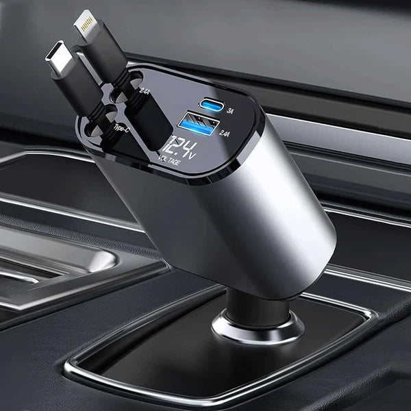 Compro™ 4-In-1 Retractable Car Charger + Free 3-In-1 Cable (11.11 Exclusive)