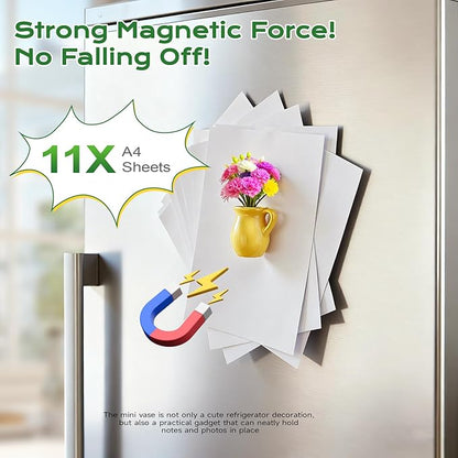 Refrigerator Magnets - Cute Mini Ceramic Vase Fridge Magnets with Artificial Flowers