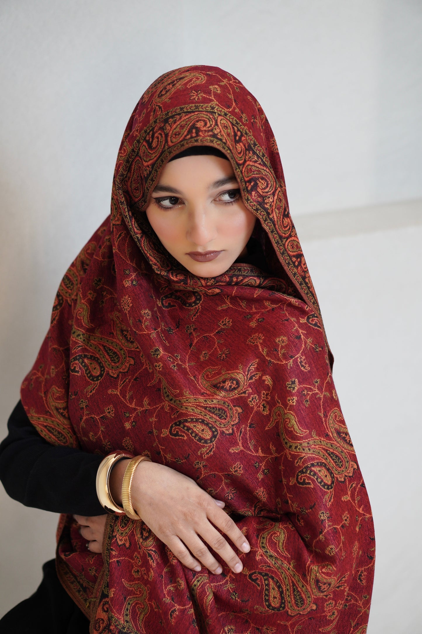 Traditional Embroidered Pashmina Hijab 🌸