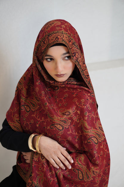 Traditional Embroidered Pashmina Hijab 🌸