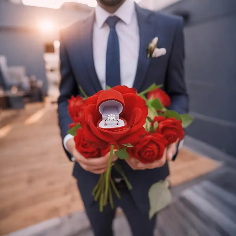Elegant Velvet Rose Ring Box