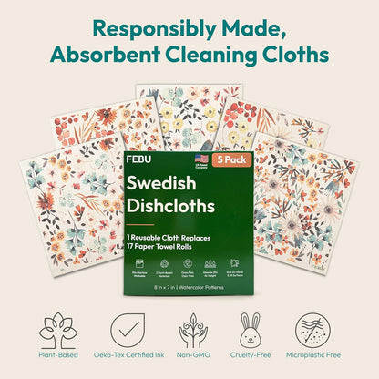 FEBU Swedish Dishcloths for Kitchen