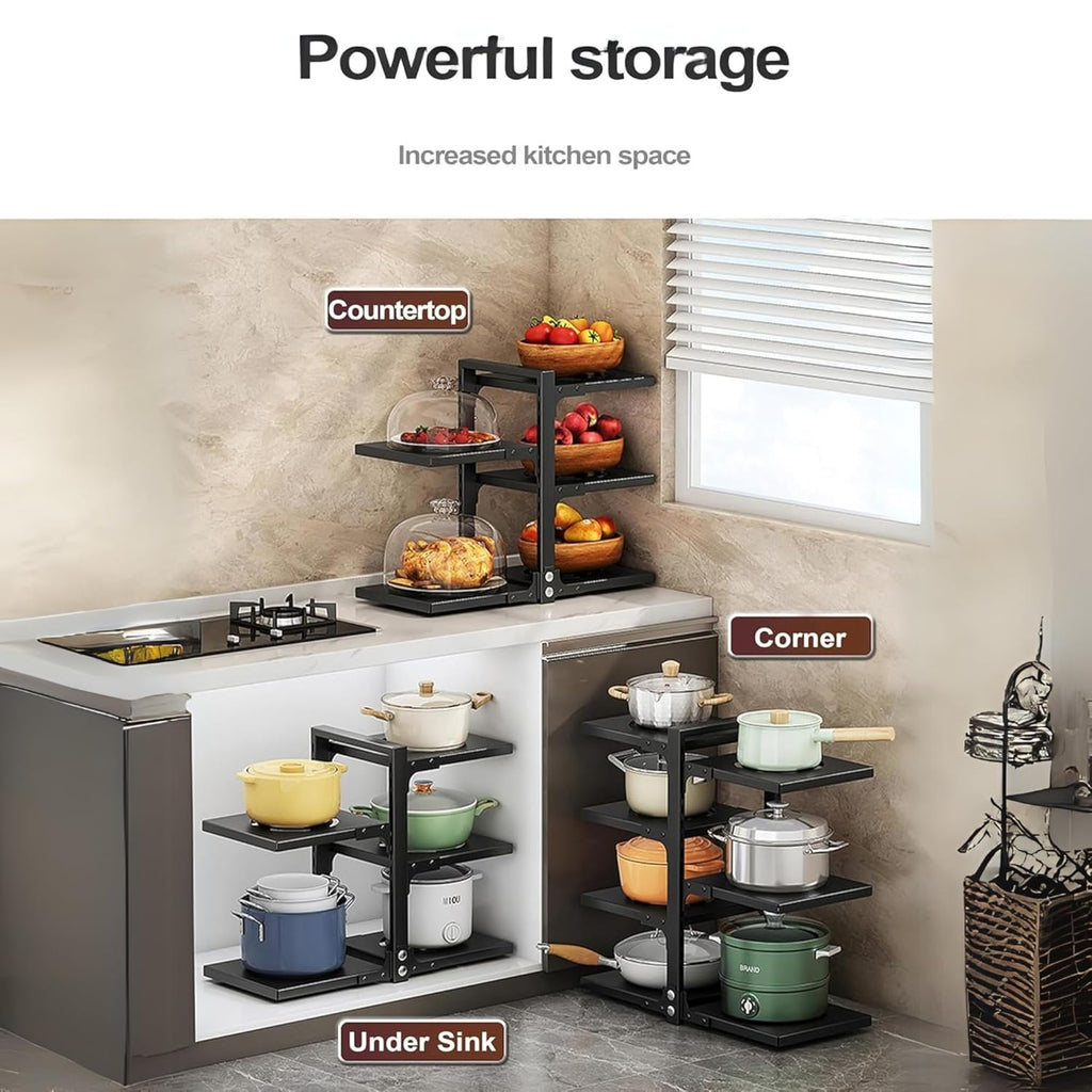 Kitchen Counter Pan Rack Organizer