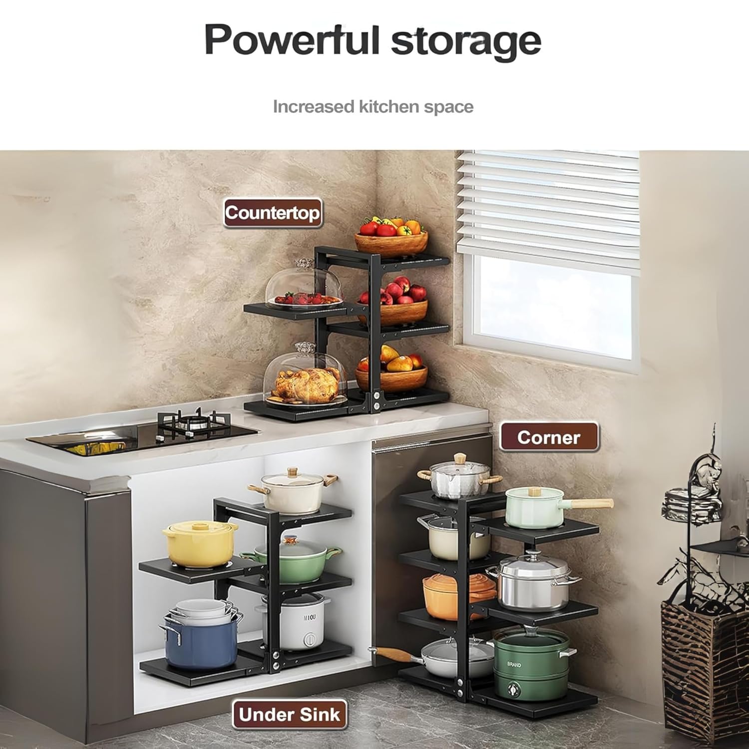 Kitchen Counter Pan Rack Organizer