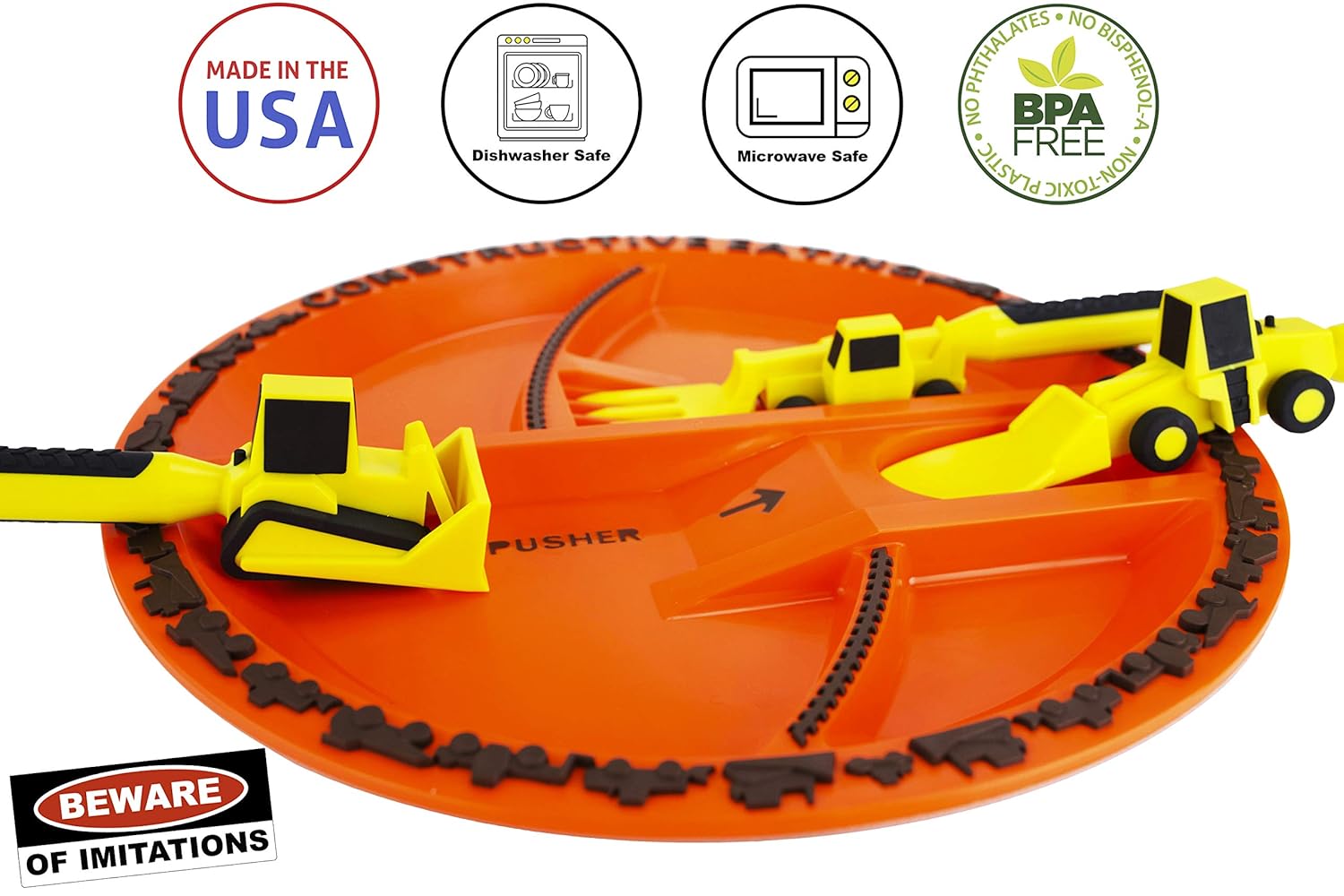 Constructive Eating Plate and Utensils Set