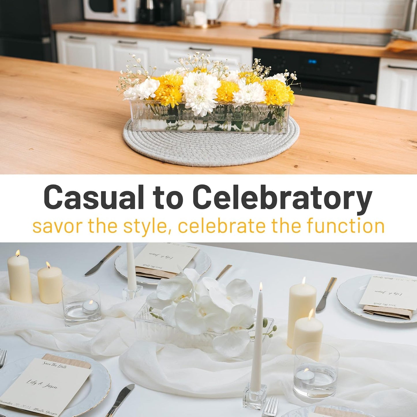 Acrylic Rectangular Floral Centerpiece