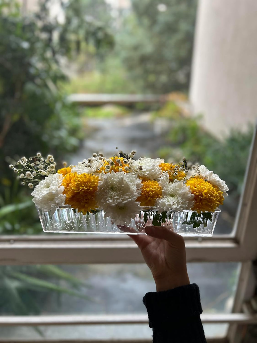 Acrylic Rectangular Floral Centerpiece