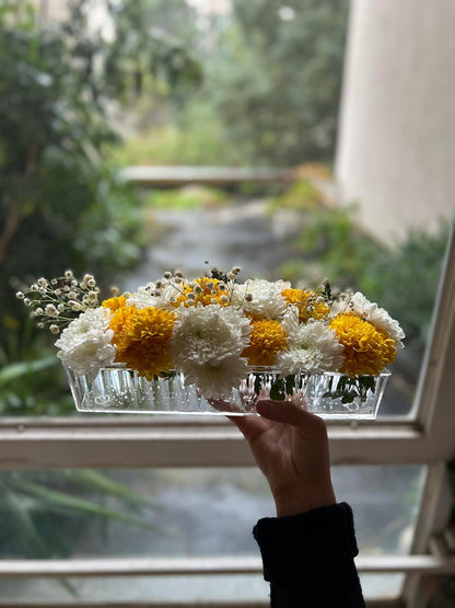 Acrylic Rectangular Floral Centerpiece