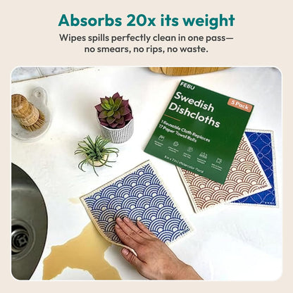 FEBU Swedish Dishcloths for Kitchen