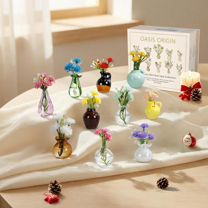Refrigerator Magnets - Cute Mini Ceramic Vase Fridge Magnets with Artificial Flowers